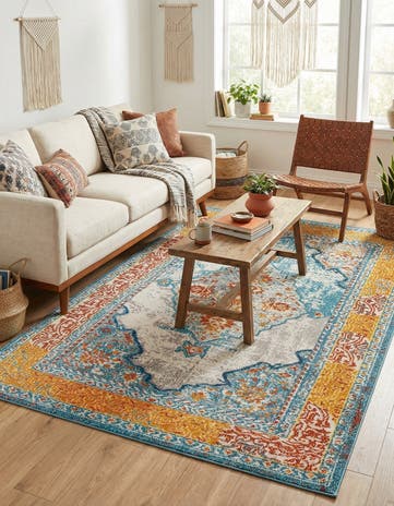 Blue Washable Carnevale Rug