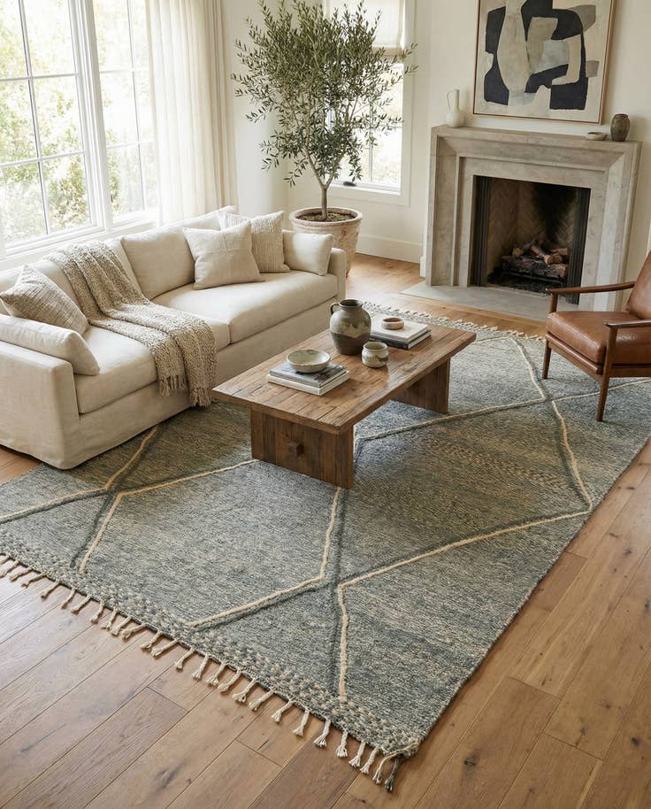 Detail image of 6' 11 x 11' 6 Hand Knotted Moroccan Wool Rug