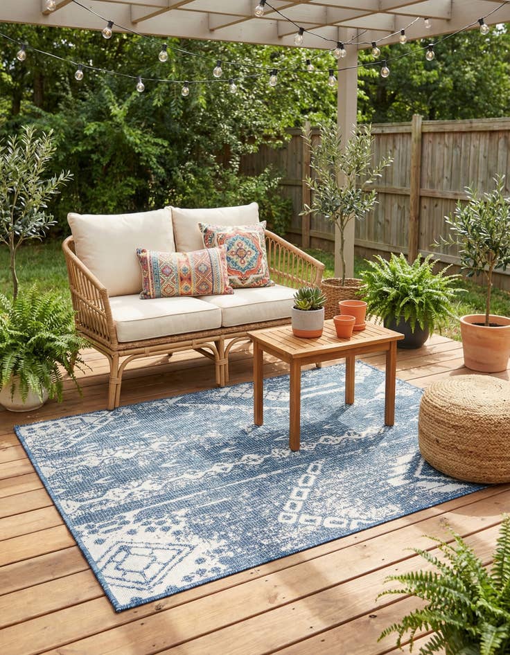 Detail image of 4' x 6'  Washable Bohemian Indoor / Outdoor Rug