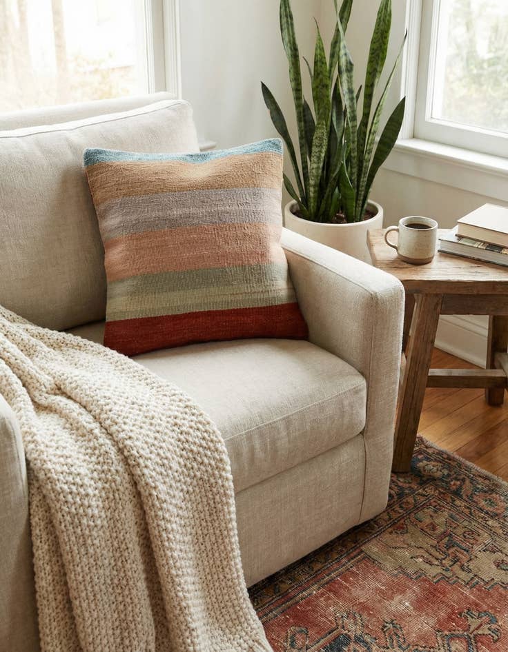 Detail image of  1' 6 x 1' 6  Hand Woven Pillow Wool Square Rug