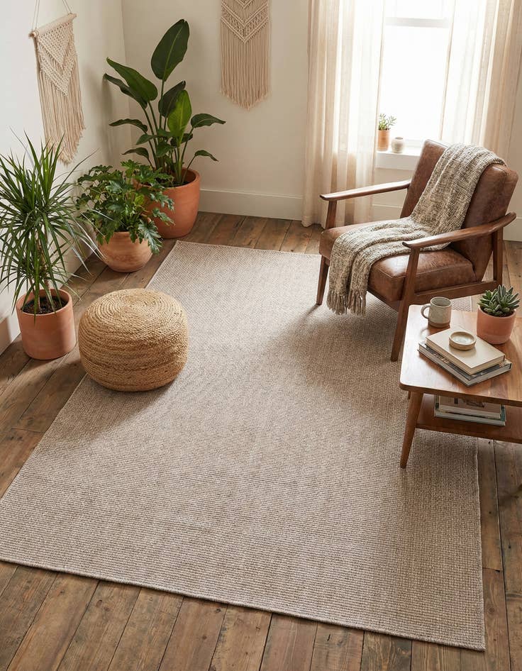 Detail image of 5' 3 x 8'  Washable Solid Indoor / Outdoor Rug