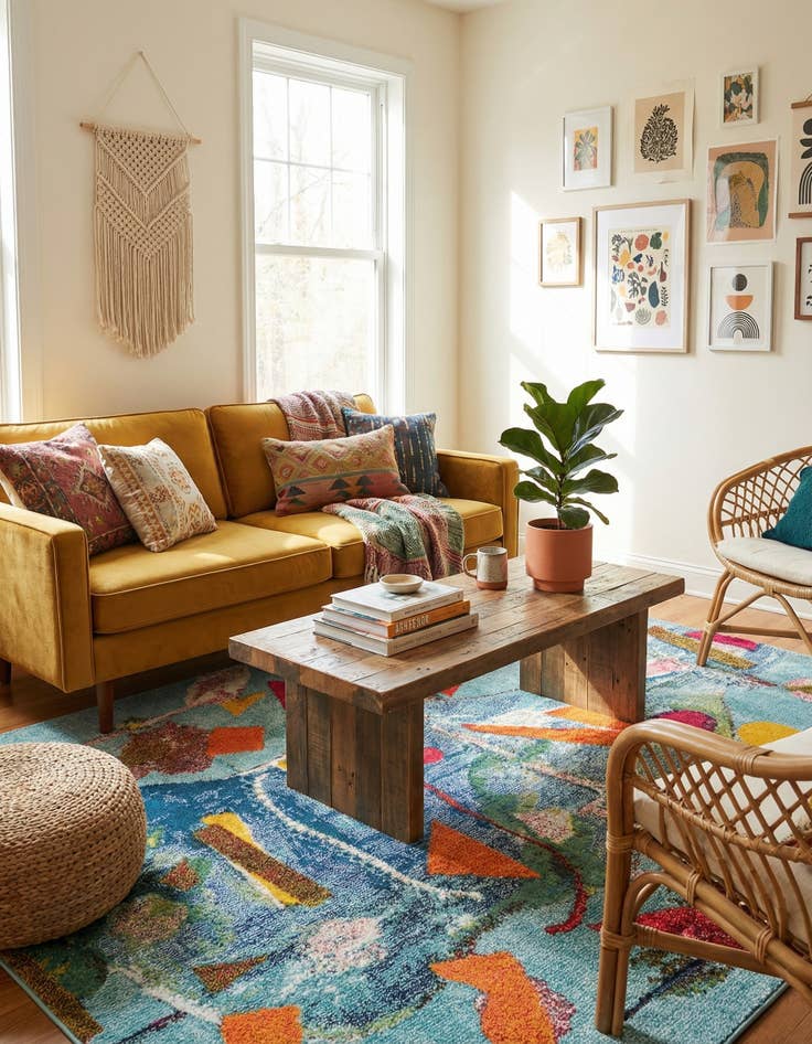 Detail image of  5' 3 x 8'  Washable Vivid Rug