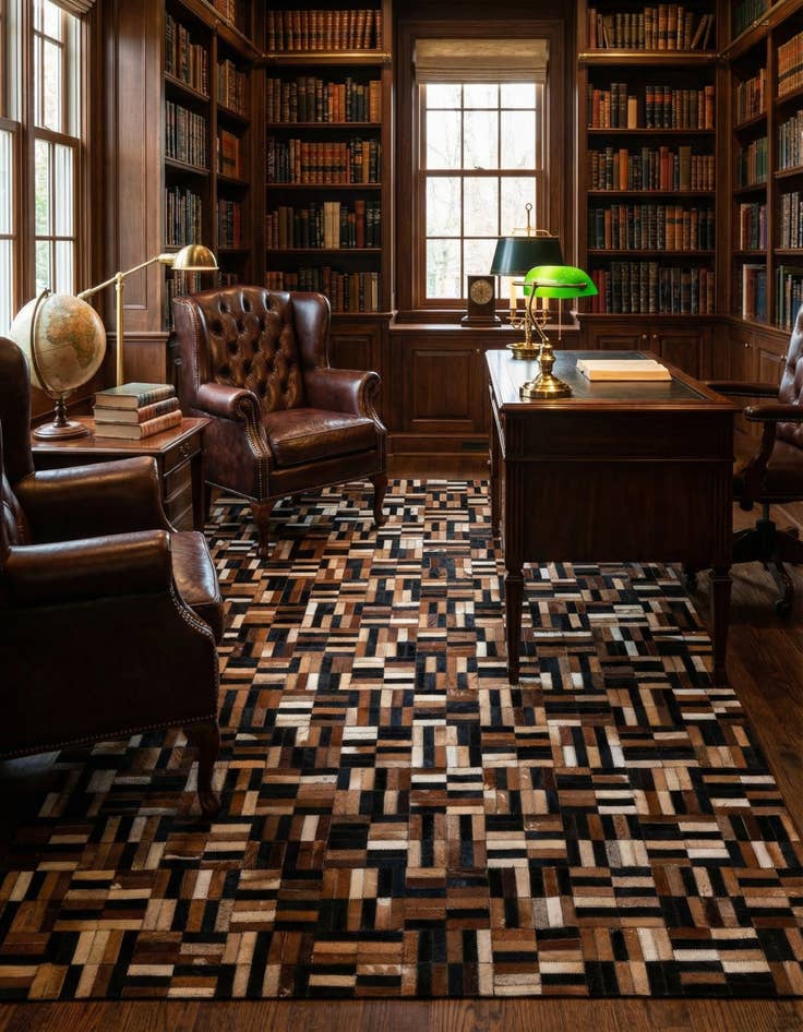 Detail image of  5' x 7' 11 Cowhide - Patchwork Rug