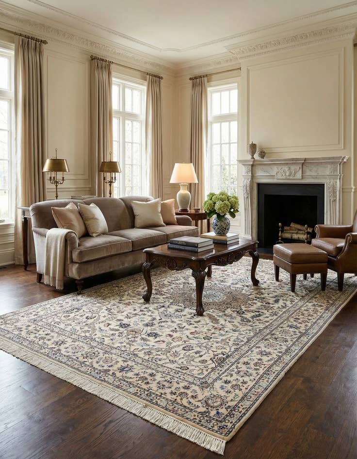 Detail image of 4' 1 x 6' 11  Hand Knotted Nain Rug