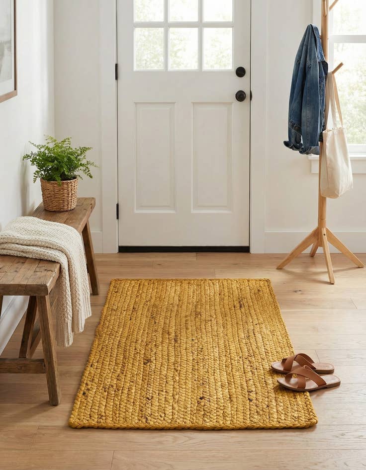 Detail image of  2' x 3' 1  Hand Braided Jute Rug