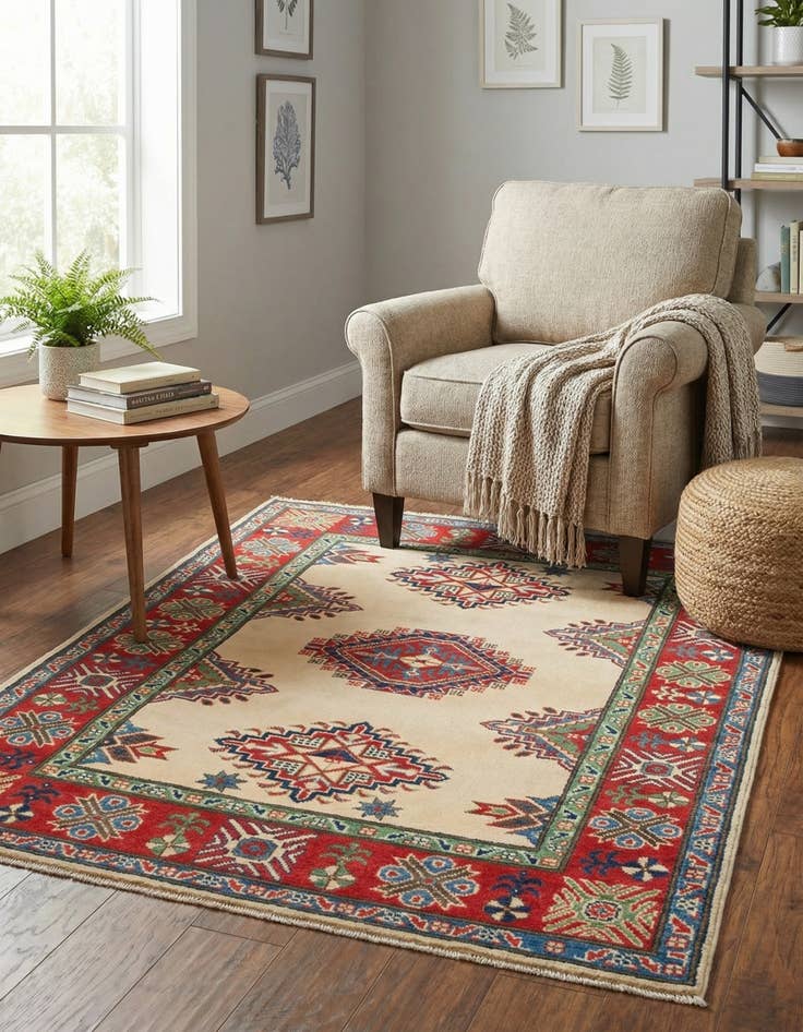 Detail image of 4' x 5' 9 Hand Knotted Kazak Rug