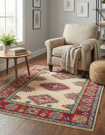 4' x 5' 9 Hand Knotted Kazak Rug