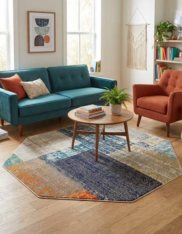 Washable Vivid Octagon Rug