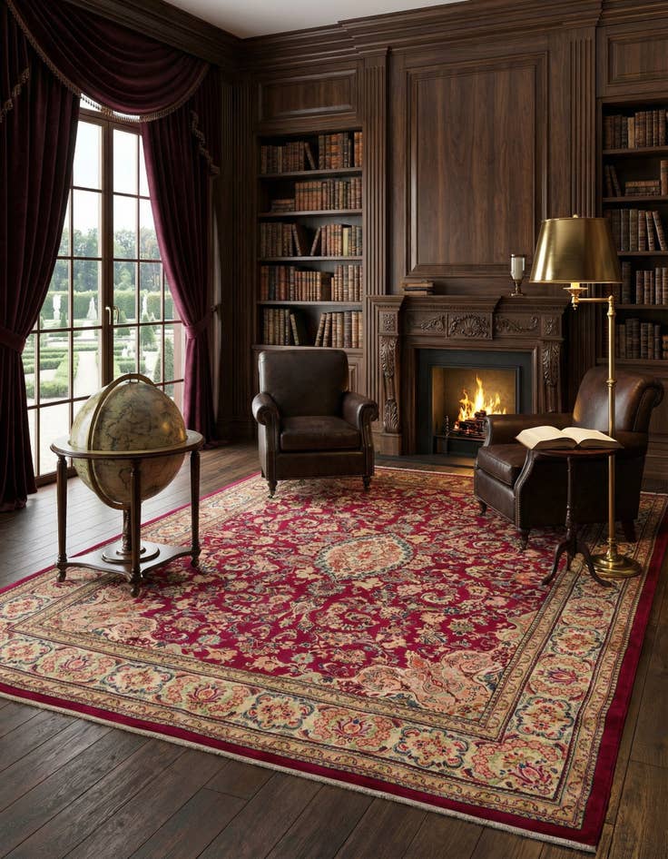 Detail image of 9' 10 x 13'  Hand Knotted Farahan Persian Wool Rug