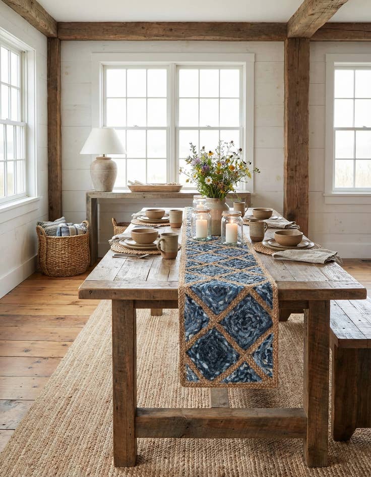 Detail image of  1' 2 x 10'  Hand Braided Jute Table Runner Rug