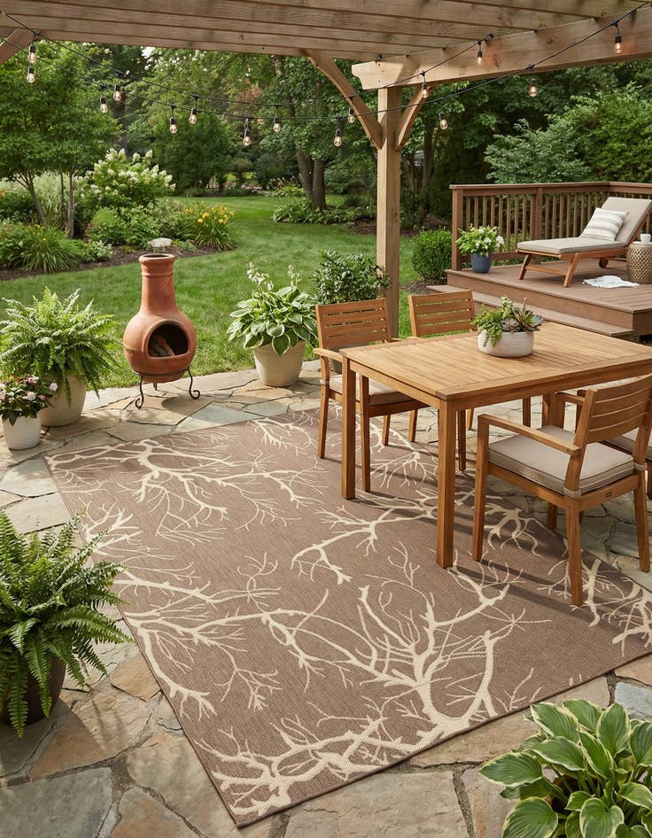 Detail image of  6' x 9'  Washable Botanical Indoor / Outdoor Rug