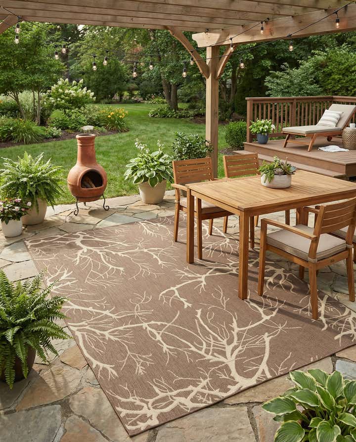 6' x 9' Easy-Clean Botanical Indoor / Outdoor Rug