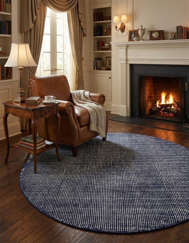 Detail image of 5' 3 x 5' 3  Hand Woven Jill Zarin English Manor Farmhouse Wool Round Rug