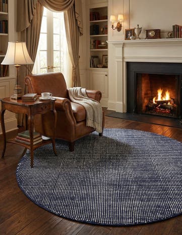 5' 3 x 5' 3 Hand Woven Jill Zarin English Manor Farmhouse Wool Round Rug