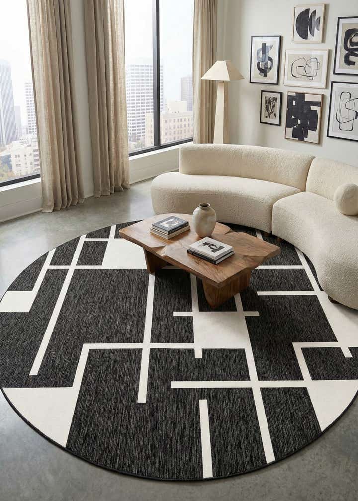 13' x 13' Easy-Clean Modern Indoor / Outdoor Round Rug