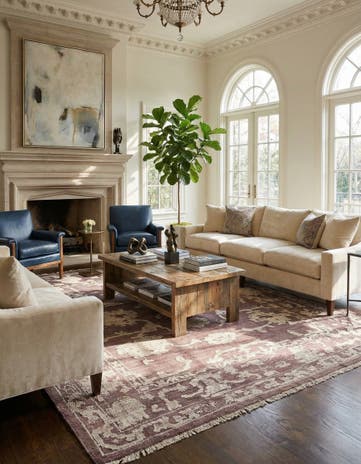 8' 9 x 12' 2 Hand Knotted Oushak Wool Rug