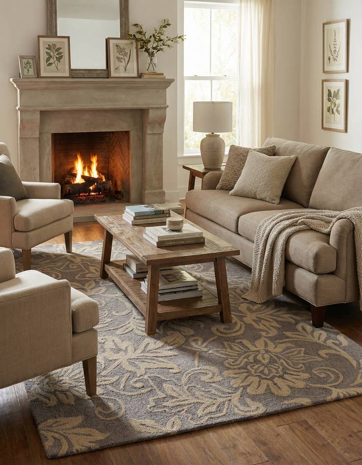 Detail image of 5' x 8' Agra Wool Rug