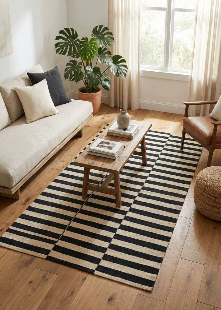 3' 6 x 6' 4 Hand Woven Kilim Modern Wool Rug