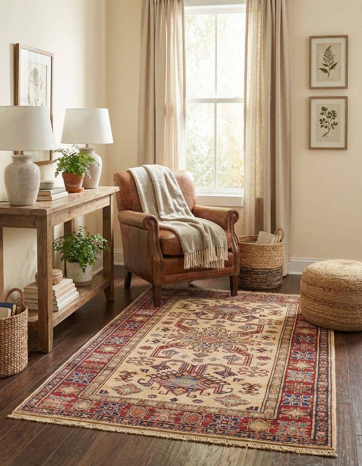 Detail image of 3' 2 x 5'  Hand Knotted Kazak Oriental Rug