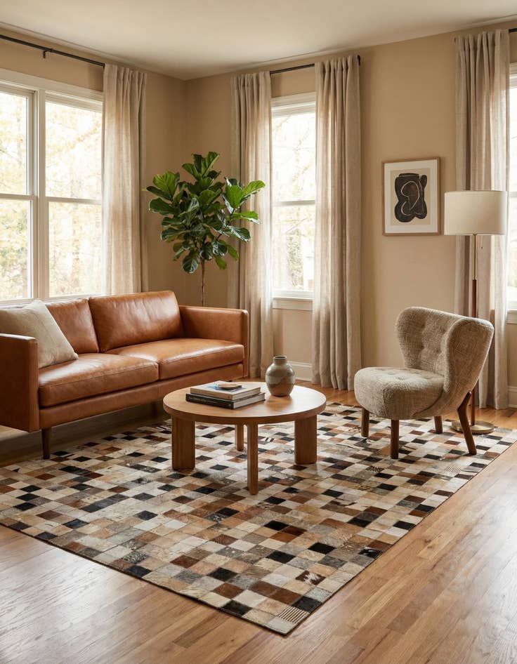 Detail image of  4' 1 x 5' 11 Cowhide - Patchwork Rug