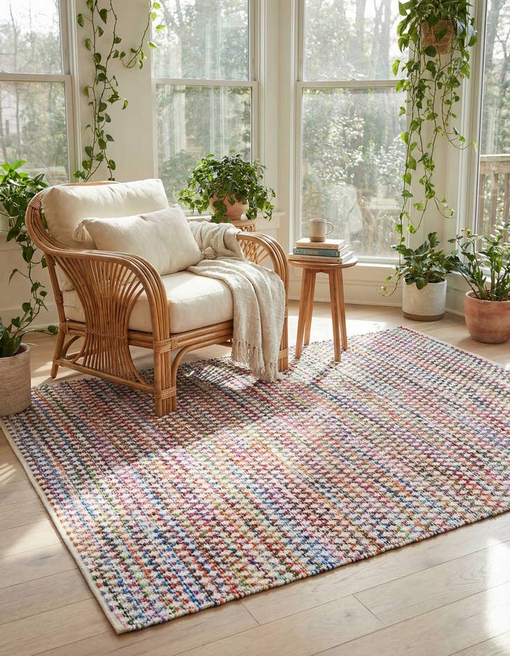 Detail image of 9' x 12' 2  Hand Woven Braided Chindi Rug