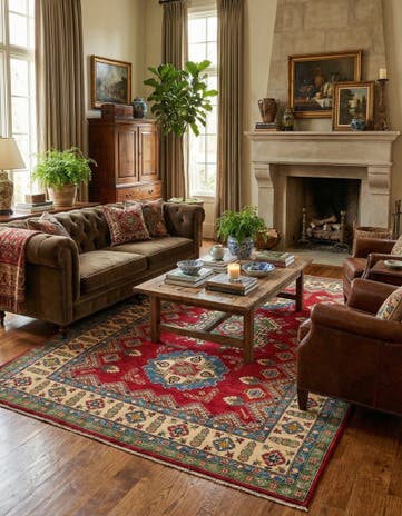 6' 8 x 9' 7 Hand Knotted Kazak Rug