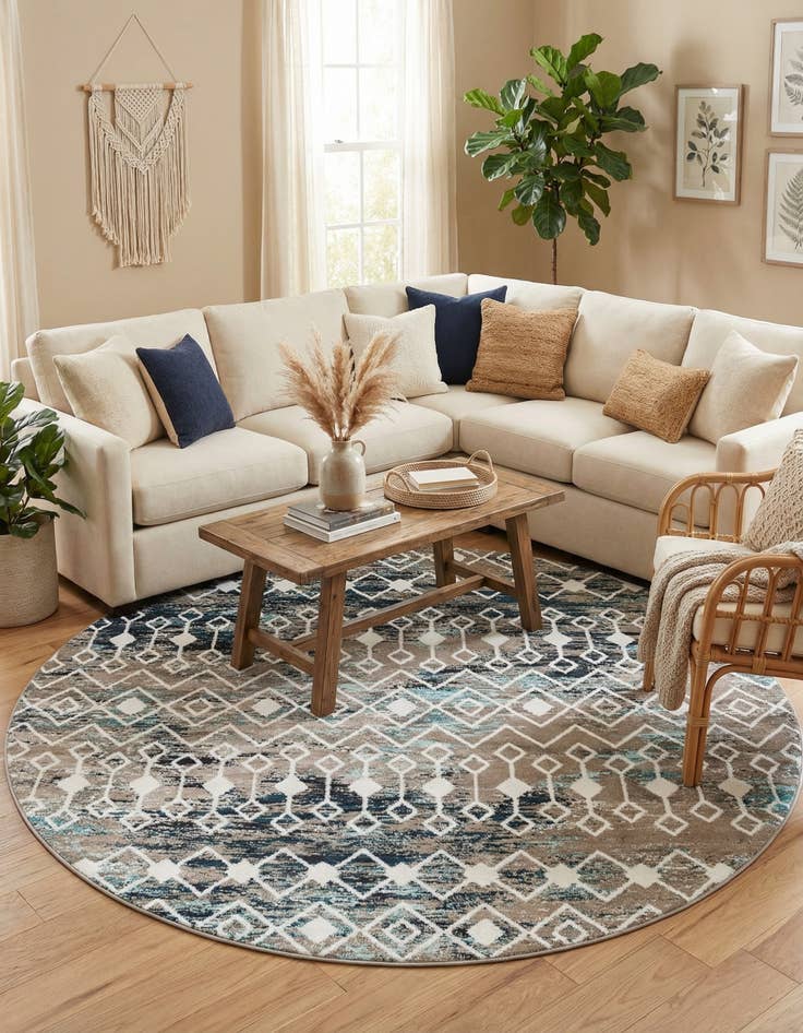 Detail image of  10' x 10' Moroccan Trellis Round Rug