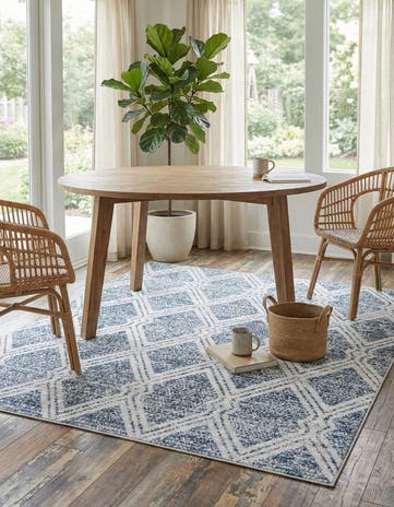 Ivory Kamala Washable Square Rug