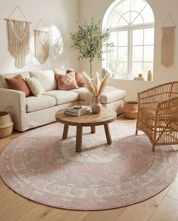 10' x 10' Easy-Clean Traditional Indoor / Outdoor Round Rug