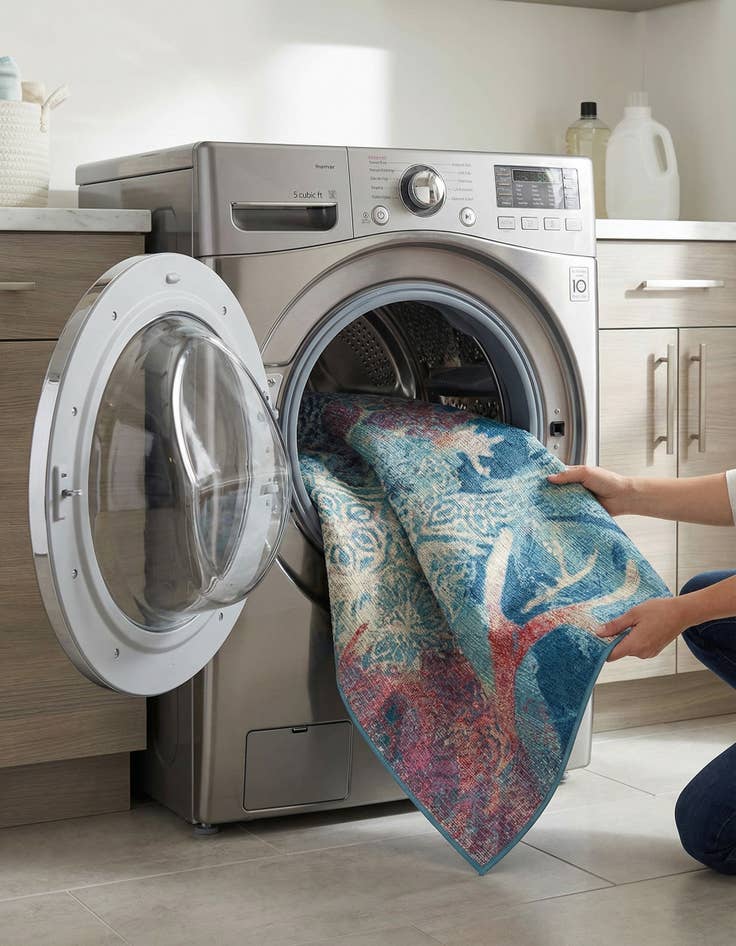 Detail image of 5' 3 x 5' 3  Washable Coastal Indoor / Outdoor Square Rug