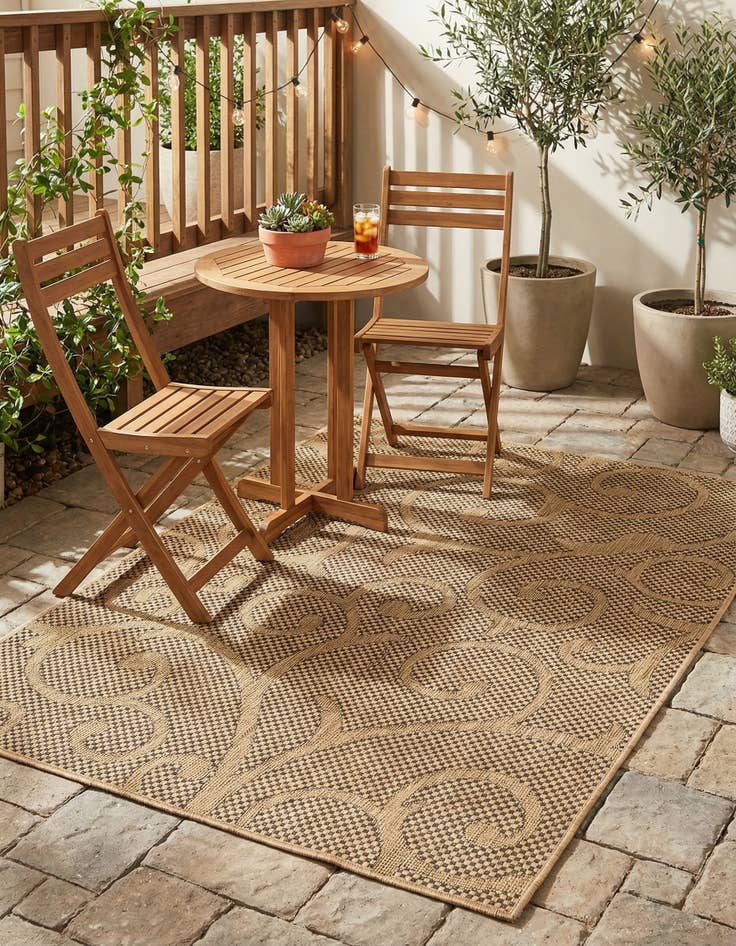 Detail image of 4' x 6' Easy-Clean Botanical Indoor / Outdoor Rug