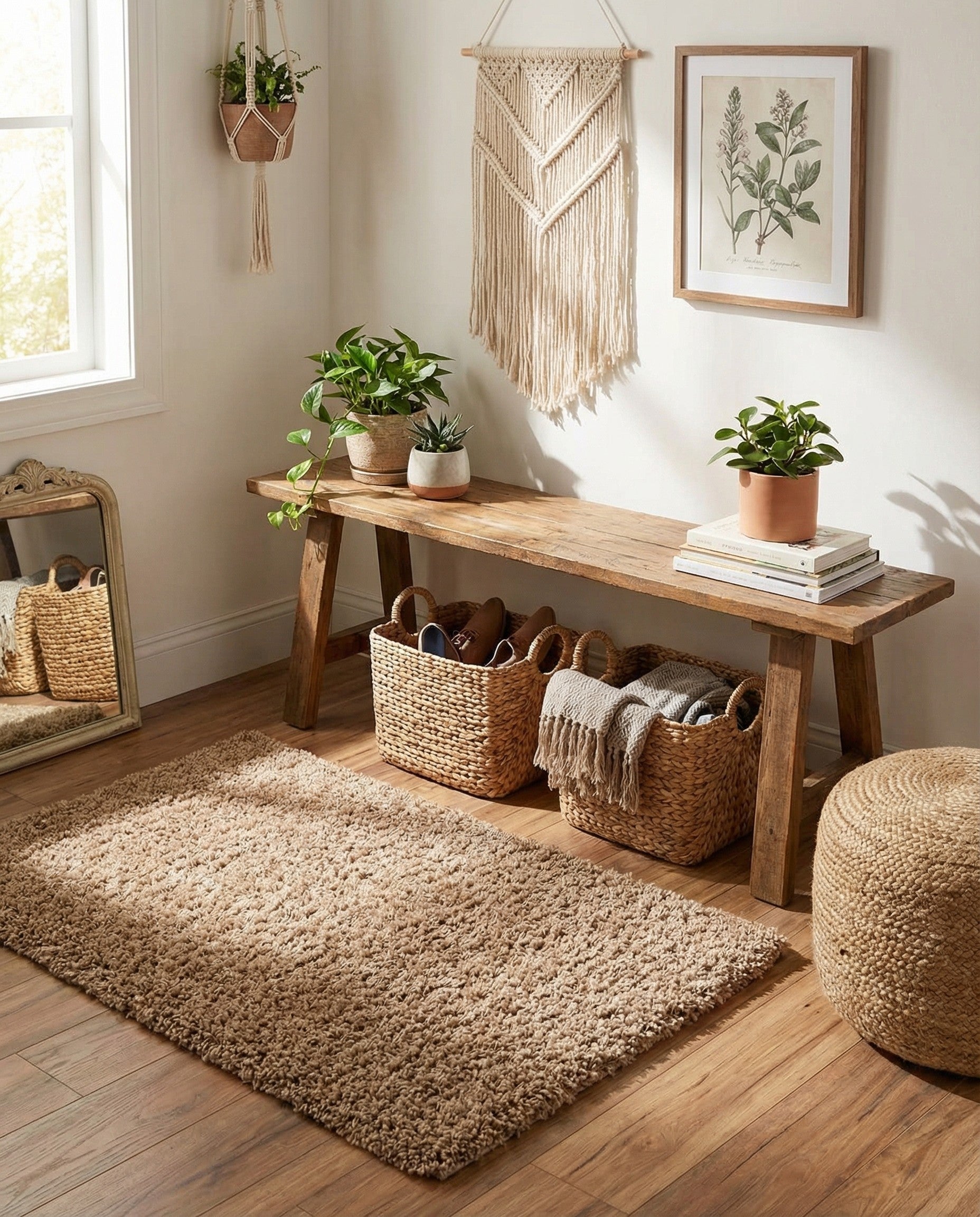 A rectangular 2x3 brown shag rug, made of 100% polypropylene, with a thick, textured pile.