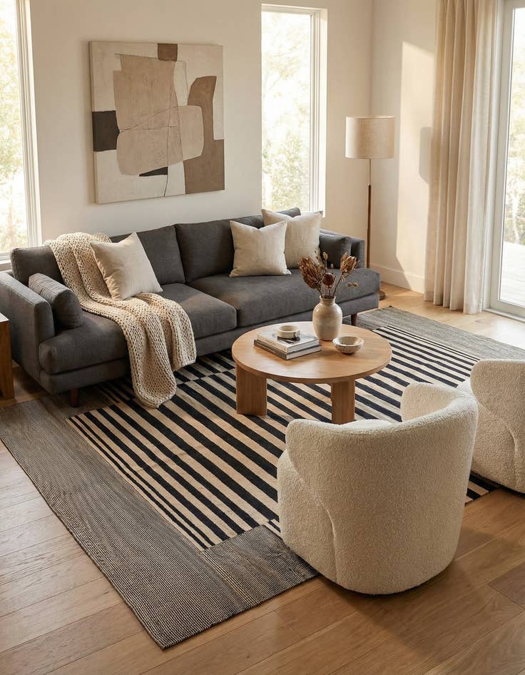 Detail image of 5' 7 x 7' 8 Hand Woven Kilim Modern Wool Rug