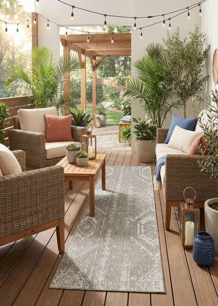 3' 3 x 12' Easy-Clean Bohemian Indoor / Outdoor Runner Rug