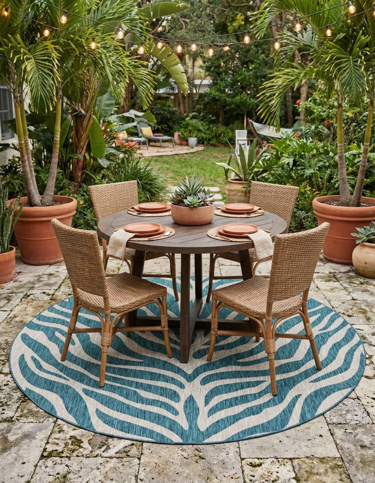 Detail image of 10' x 10'  Washable Safari Indoor / Outdoor Round Rug