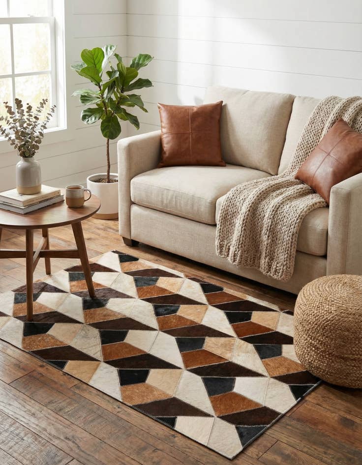 Detail image of 2' x 3' Cowhide Leather Rug