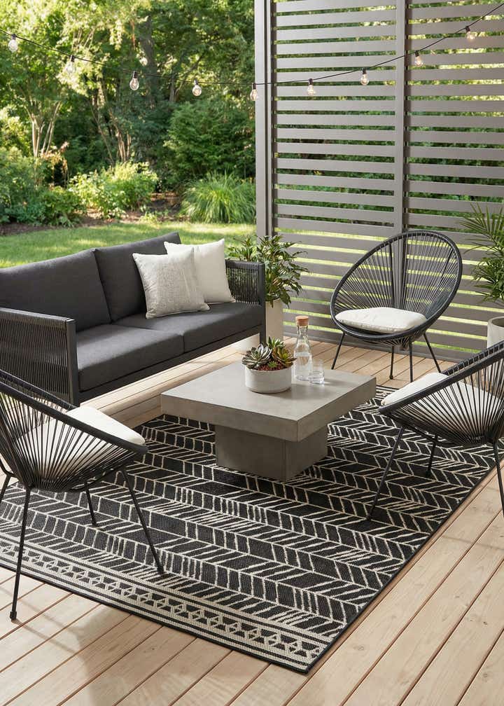 5' 3 x 7' 8 Easy-Clean Modern Indoor / Outdoor Rug