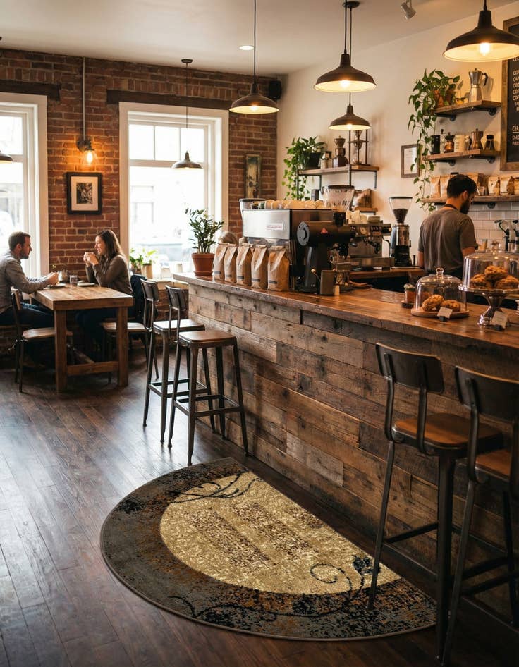 Detail image of 2' 7 x 4' Coffee Shop Hearth Rug