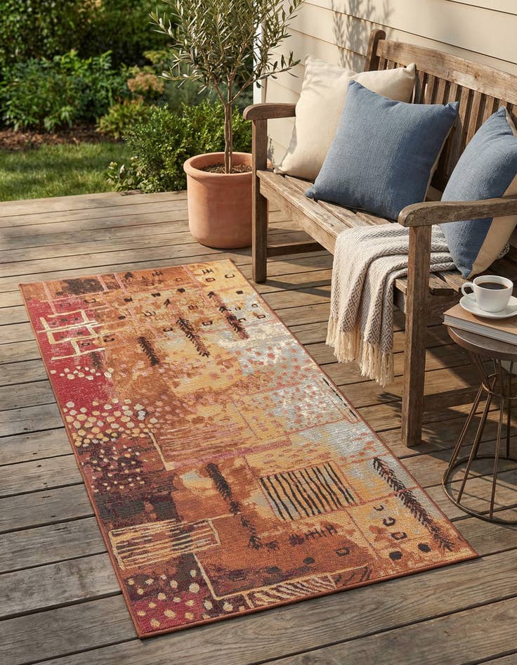 Detail image of 2' 7 x 5' 3  Washable Modern Indoor / Outdoor Runner Rug