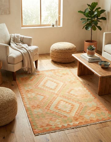 2' 8 x 4' Hand Woven Kilim Waziri Wool Rug