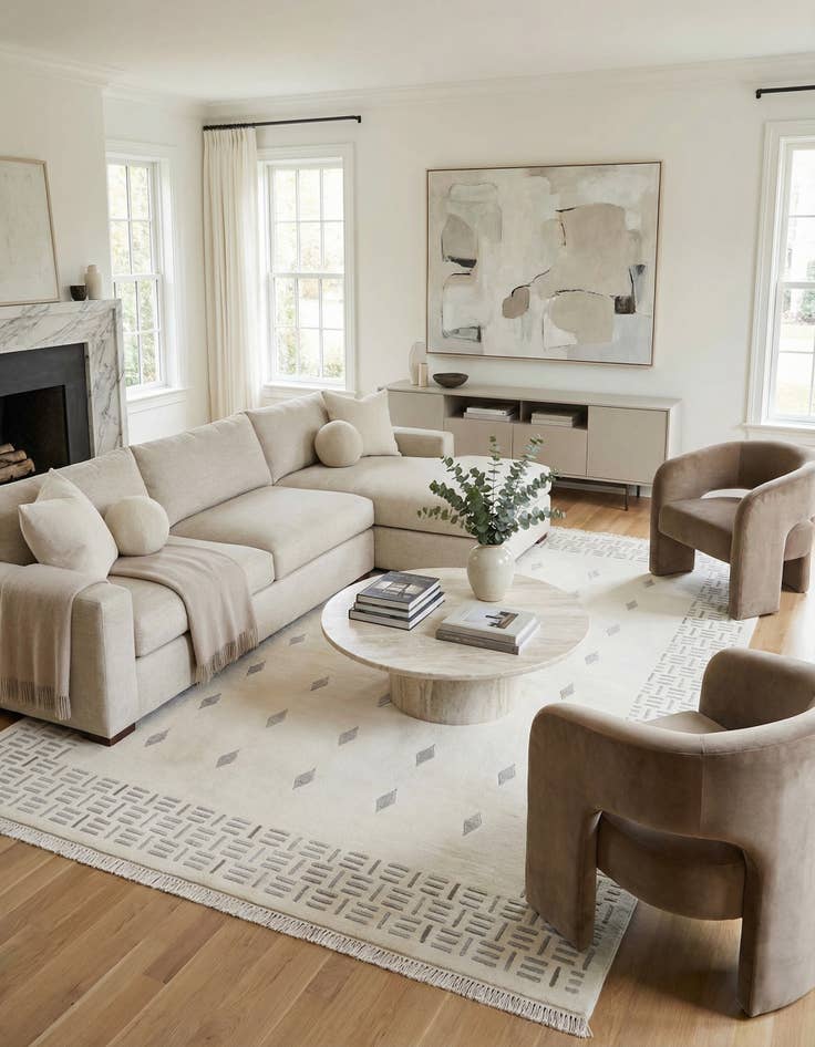 Detail image of  5' 7 x 8'  Hand Knotted Darya Wool Rug