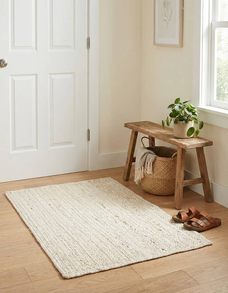 Detail image of  2' x 3' 1  Hand Braided Jute Rug
