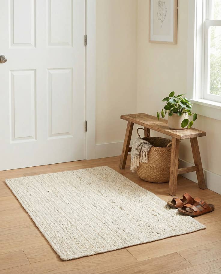 Detail image of 2' x 3' 1 Handmade Braided Jute Rug
