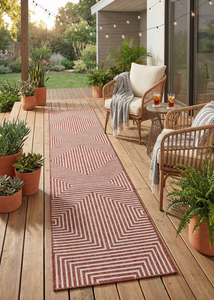 2' 7 x 12' Easy-Clean Modern Indoor / Outdoor Runner Rug