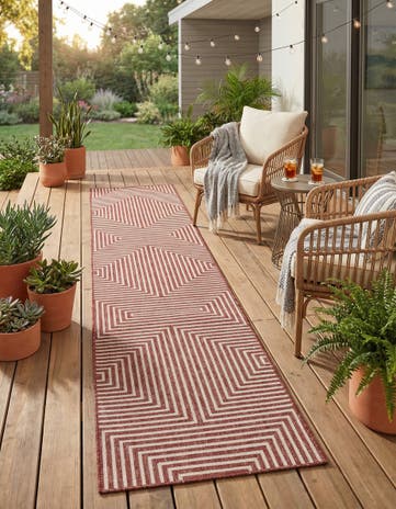 2' 7 x 12' Easy-Clean Modern Indoor / Outdoor Runner Rug