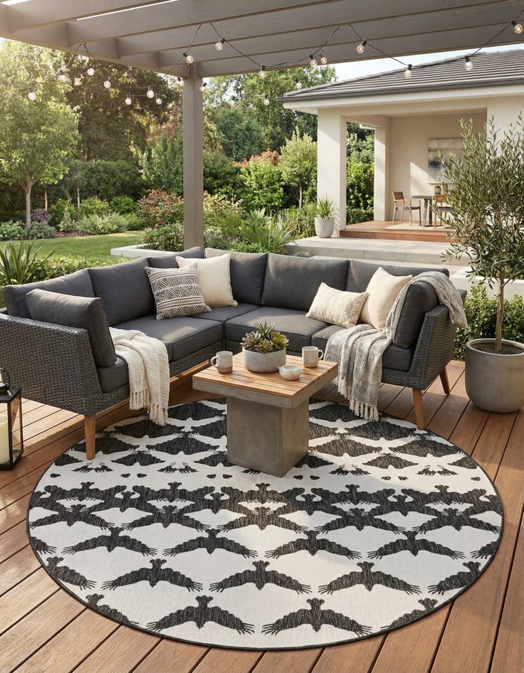 Detail image of 7' 10 x 7' 10  Washable Modern Indoor / Outdoor Round Rug