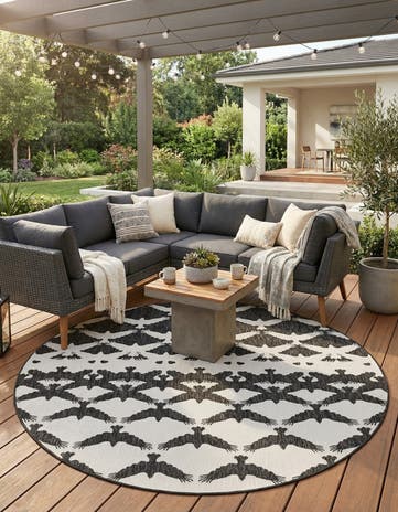 7' 10 x 7' 10 Easy-Clean Modern Indoor / Outdoor Round Rug