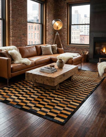 5' 2 x 8' 1 Cowhide - Patchwork Rug