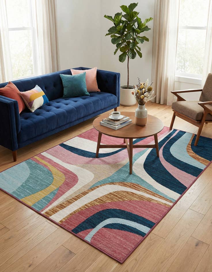 Detail image of  4' x 6'  Washable Modern Indoor / Outdoor Rug