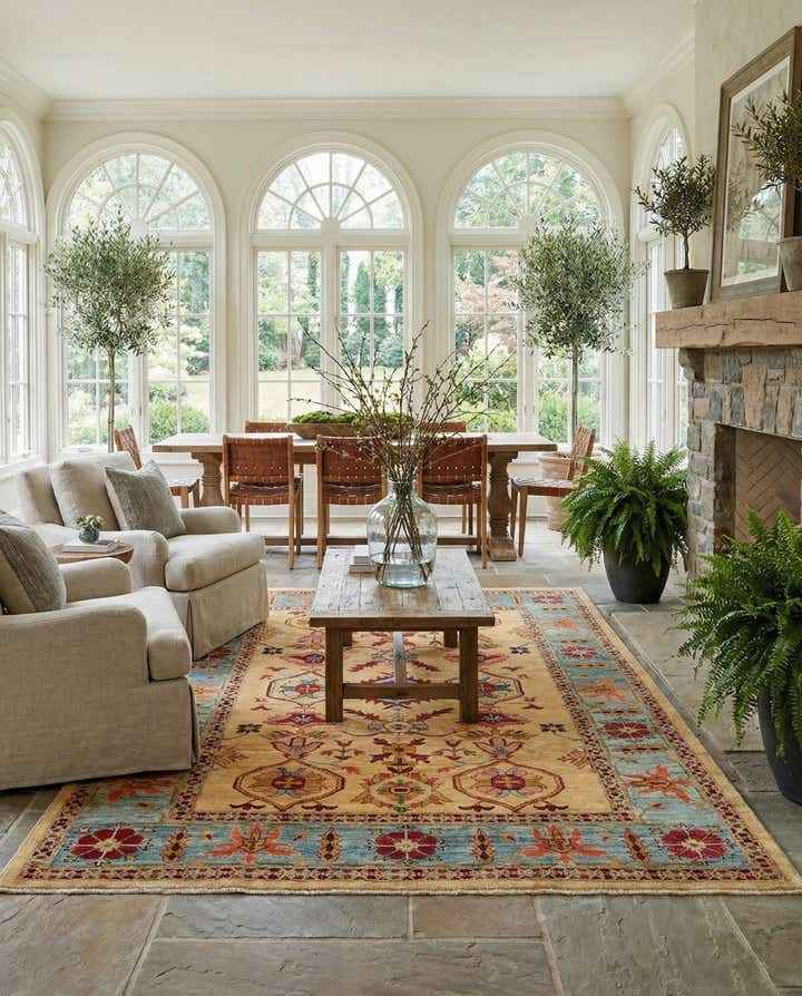 6' 7 x 9' 6 Hand Knotted Peshawar Ziegler Wool Rug